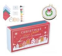 Calendrier De L'Avent De Broderie Noël - 24 Jours De Décoration Festive, Kit De Pratique De Broderie Simple À Utiliser Pour Débutants, Projet Fait Main Pour La Saison Des Fêtes