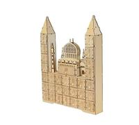 Calendrier de l'Avent de bureau pour le Ramadan, l'Aïd, châteaux, calendrier de compte à rebours en bois avec lumière LED et 30 petits tiroirs Décoration de table du Ramadan