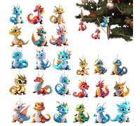 Calendrier De L'Avent De Dinosaure De Noël - 24 Jours D'ornement De Dragon, Calendrier De Compte À Rebours De Noël, Pendentif De Dinosaure Miniature, Ornement À Suspendre, Décoration De Vacances | Cal