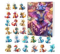 Calendrier De L'Avent De Dinosaure De Noël - 24 Jours D'ornement De Dragon, Calendrier De Compte À Rebours De Noël, Pendentif De Dinosaure Miniature, Ornement À Suspendre, Décoration De Vacances | Cal