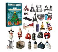 Calendrier de l'Avent de fitness 2025, compte à rebours de 24 jours pour les vacances de Noël, 24 x 2D, décoration de fitness en acrylique pour sapin de Noël, fête d'anniversaire, petit cadeau, sac à