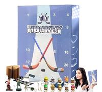 Calendrier de l'Avent de hockey 2025, calendrier compte à rebours Noël 24 jours avec statue joueur hockey, décoration surprise boule glace, mini souvenir pour adulte et enfant