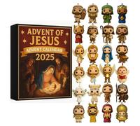 Calendrier de l'Avent de Jésus 2025, Calendrier de Compte à Rebours de Noël de 24 Jours, Ornements et Décorations, Calendriers de l'Avent Chrétien, Surprise de Noël pour Enfants Garçons