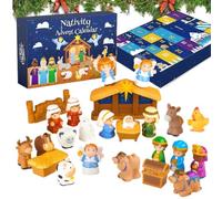 Calendrier de l'Avent de la crèche 2025 avec | Symboles chrétiens - Décoration de table de Noël pour enfants, chambre à coucher, salon, salle de lise