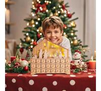 Calendrier de l'Avent de la crèche de Noël avec tiroirs | 24 jours de décoration de Noël en bois artisanal | Tiroir de compte à rebours avec lumière LED, pour intérieur, maison, bureau, et