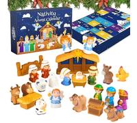 Calendrier de l'Avent de la Crèche - Jouets de la Crèche pour l'Avent 2025, Décorations de Compte à Rebours de Noël avec l'Histoire de Jésus | pour Bébés, Enfants, Chambre, Salon, Classe, Église