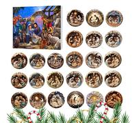 Calendrier de l'Avent de la Nativité | 24 Jours Ornements Chrétiens Naissance de Jésus Compte à Rebours | Scène de Nativité 2D en Acrylique pour Arbre de Noël Baptême Église | Décoration