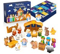 Calendrier de l'Avent de la Nativité 25 pièces, ensemble crèche petits peuples mignons, calendrier l'avent religieux pour les tout-petits, les enfants, les garçons, les filles, décoration