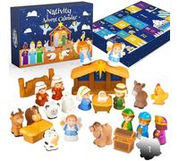 Calendrier de l'Avent de la Nativité 25 pièces Ensemble crèche petits peuples mignons Calendrier l'Avent religieux pour les tout-petits, les enfants, les garçons et les filles 2025