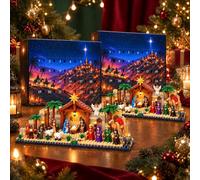 Calendrier de l'Avent de la Nativité - Bloc de construction - Décoration de | Compte à rebours jusqu'à Noël avec calendrier de l'Avent 24 jours en brique pour construire une scène sacrée complète