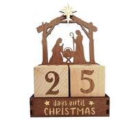 Calendrier de l'Avent de la Nativité, Calendrier l'Avent Noël en bois, compte à rebours Noël, ornement table amusant pour chambre à coucher, salon, décoration d'intéri