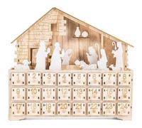 Calendrier de l'Avent de la Nativité en bois Remplissez votre propre calendrier de l'Avent avec 24 tiroirs Calendrier de l'Avent de Noël 2024 avec scène de la Nativité illuminée Compte à rebours de 24