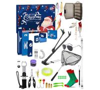 Calendrier de l'Avent de la pêche 2025 pour Les Hommes, Calendrier de l'Avent Counomal de Noël de pêche, 24 Jours de pêche placés avec Porte-Tige de pêche