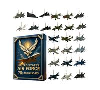Calendrier de l'Avent de l'avion de la Seconde Guerre mondiale 2025, 24 jours Calendrier de compte à rebours | avec 24 mini ornements de de chasse, pendentifs de | Pour les amateurs de