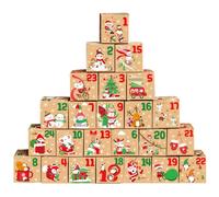 Calendrier de l'Avent de Noël 2023 Boîte de calendrier de l'Avent 24 jours Compte à rebours Calendrier de l'Avent vide à remplir vous-même 24 pièces Calendrier de l'Avent en papier kraft