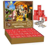 Calendrier de l'Avent de Noël 2024, 1008 pièces Puzzle puzzle, 24 jours le calendrier du compte à rebours Noël Jésus, Nativité Advent Puzzles for Adult Kids