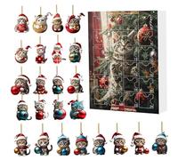 Calendrier de l'Avent de Noël 2024 24 jours Calendrier de l'Avent 2d Chats suspendus Calendrier à rebours de Noël en acrylique pour les enfants et les adultes Calendrier du compte à rebours de Noël