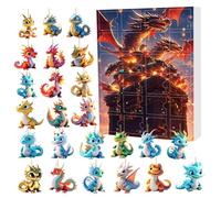 Calendrier de l'Avent de Noël 2024, 2d Dragon 24 jours Calendrier de compte à rebours de Noël, calendrier de l'avent de Noël en acrylique de la chandelle pour les enfants, cadeau de famille, déc