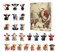 Calendrier de l'Avent de Noël 2024,Calendrier de l'Avent 2024,Compte à rebours de Noël de 24 jours avec une jolie vache des Highlands - Compte à rebours de, calendrier de pour débutants