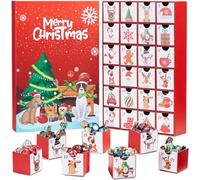 Calendrier de l'Avent de Noël 2024 Calendrier de Noël personnalisable à 24 tirages avec motif de chien réutilisable Calendrier de l'Avent avec tiroirs pré-assemblés pour les amoureux des chiens, Cale