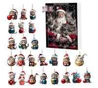 Calendrier de l'avent de Noël 2024, mignon 2d acrylic Cat Vacation Advent Calendar, 24 jours à rebours Noël pour les enfants Familly, style 2, décor