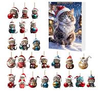 Calendrier de l'avent de Noël 2024, mignon 2d acrylic Cat Vacation Advent Calendar, 24 jours à rebours Noël pour les enfants Familly, style 1, décor