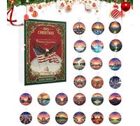 Calendrier De L'Avent De Noël 2025 | 2025 Pendentif De Collection 2D 24 Jours - Calendrier Ornement Des Monuments Américains,Pour Fenêtre Porte Arbre Sac Intérieur Chambre Fête