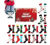 Calendrier de l'Avent de Noël 2025 | 24 jours avec chaussettes chaudes Calendrier compte à rebours pour homme - Fournitures festives pour jeunes filles et adolescents, famille amis grand-mère