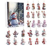 Calendrier de l'Avent de Noël 2025 24 jours avec pendentifs bonhomme neige, ornements, calendrier du compte à rebours, jouets Noël à collectionner pour enfants et amis Style 2