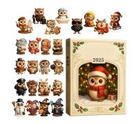 Calendrier de l'Avent de Noël 2025 2D plat en acrylique avec pendentif | Calendrier de compte à rebours 2025 - Bijoux hibou pour hommes, femmes, filles, adolescents, couples et enfants