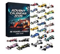Calendrier de l'Avent de Noël 2025, Calendriers de Compte à Rebours pour Noël 24 Jours de Surprises avec Pendentif en Acrylique 2D en Forme de Voiture de Course Française, Pendentif Sapin de Noëls