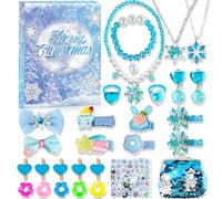 Calendrier de l'Avent de Noël 2025, Coffret 24 Pièces Thème Flocon de Neige Bleu, Pays des Merveilles Hivernales, Compte à Rebours 24 Surprises Calendrier de l'Avent, Cadeau de Noël pour Filles