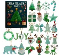 Calendrier de l'Avent de Noël 2025 - Collection de pendentifs bleus 2D, décorations d'arbre de Noël en acrylique sur 24 jours, pour anniversaire, femme, ho-mme, garçon, fille, maison