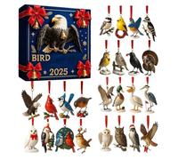 Calendrier de l'Avent de Noël 2025, décorations 24 jours en acrylique 2D, arbre de Noël, pendentif animal, calendrier compte à rebours pour , adultes, amis, amateurs d'oiseaux, collectionneur