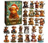Calendrier de l'Avent de Noël 2025 des Highlands - Décoration de figurines d'animaux 3D | Compte à rebours pour les et la famille, décoration pour les fêtes d'anniversaire en