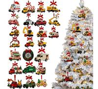 Calendrier de l'Avent de Noël 2025 - Jouet - Compte à rebours de 24 jours - Jouet de bijoux de camion - Décoration saisonnière en acrylique 2D pour famille, tout-petits, adolescents, filles