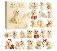 Calendrier de l'Avent de Noël 2025 - Pendentif 2D sur le thème du chiot - Calendrier décoratif de 24 jours - Décoration de compte à rebours en forme de chien - Utilisation pour chambre à coucher, fête