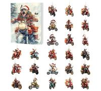 Calendrier de l'Avent de Noël 2025 pour chiens - Calendrier de compte à rebours 24 jours en acrylique 2D - Décoration chien sur moto - Pour maison de vacances, voiture, sapin de Noël, mur, porte