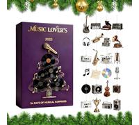 Calendrier De L'Avent De Noël 2025 Pour Les Amateurs De Musique - 24 Pendentifs En Acrylique 2D Avec Partitions, Guitares Et Instruments | Kit De Décoration Pour Arbre, Fenêtre Et Rétroviseur | Cadeau