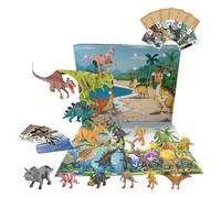 Calendrier De L'Avent De Noël 2025 - PVC | Décor De Figurine De Dinosaure Réaliste | Dinosaur Christmas Calendar Avec 24 Jouets, 12 Cartes D'identité Et Tapis Pour Les Gift Holiday