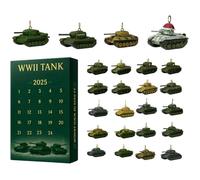 Calendrier de l'Avent de Noël 2025 sur le thème des chars de la Seconde Guerre mondiale, pendentif de Noël(Acrylique 2D)