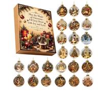 Calendrier de l'Avent de Noël 2026, calendrier de compte à rebours de Noël de 24 jours, ornement lumineux en acrylique 2D avec histoire de Noël, décorations de sapin de Noël à suspendre