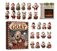 Calendrier de l'Avent de Noël 2026 Collection 2D en Acrylique 24 Jours | Figurine Chèvre Calendrier de l'Avent pour Amoureux des Animaux Branches
