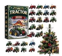 Calendrier de l'Avent de Noël 2026 véhicule agricole 2D acrylique 24 jours | Sapin de Noël décoratif pour enfants et adultes, collectionneur, appartement, salle de classe, maison, bureau F