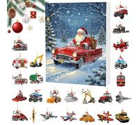 Calendrier de l'Avent de Noël | 24 Boîtes Comptage À La Veille | Décoration Acrylique 2D Design Transport Père Noël | Pour Porte Jardin Arbre Cadeaux Fériés