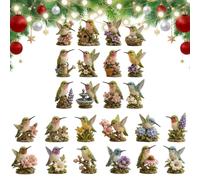 Calendrier de l'Avent de Noël 24 Jours 2D Décorations Collectionnables et | Calendrier de 24 Figurines d'oiseaux pour Noël, Fêtes, Bureaux, Maison, Pièce, Chambre, École, Fenêtre, Sac à