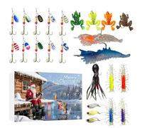 Calendrier de l'Avent de Noël,24 Jours 'Avent De Noël,Kit D'appâts | Pour Eau Douce Et Salée Perche Truite taureau Hommes Garçons Lac Rivière Extérieur