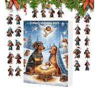 Calendrier de l'Avent de Noël | 24 Jours Calendrier de Noël avec Pendentifs Teckel - Pendentif Mignon 2D - pour Célébration des Fêtes de Décembre Fête Familiale Adolescents Adultes Salon Cheminée
