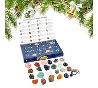 Calendrier de l'Avent de Noël | 24 Jours de Compte à Rebours avec Pierres Gemmes Minérales Naturelles | Cadeau de Saison pour Amateurs de Géologie Femmes Hommes Ados Familles Amis