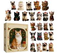 Calendrier de l'Avent de Noël - 24 Jours de Noël Figurines Chat Calendrier Compte à Rebours - Décorations d'Intérieur Acrylique pour Couronne Arbre Décembre Étagère Porte Fenêtre Voiture Salon Chambre